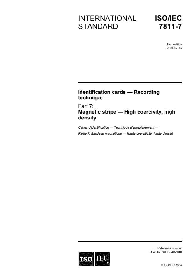 ISO/IEC 7811-7:2004 - Identification cards -- Recording technique