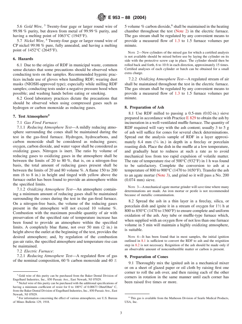 ASTM E953-88(2004) - Standard Test Method for Fusibility of Refuse-Derived Fuel (RDF) Ash