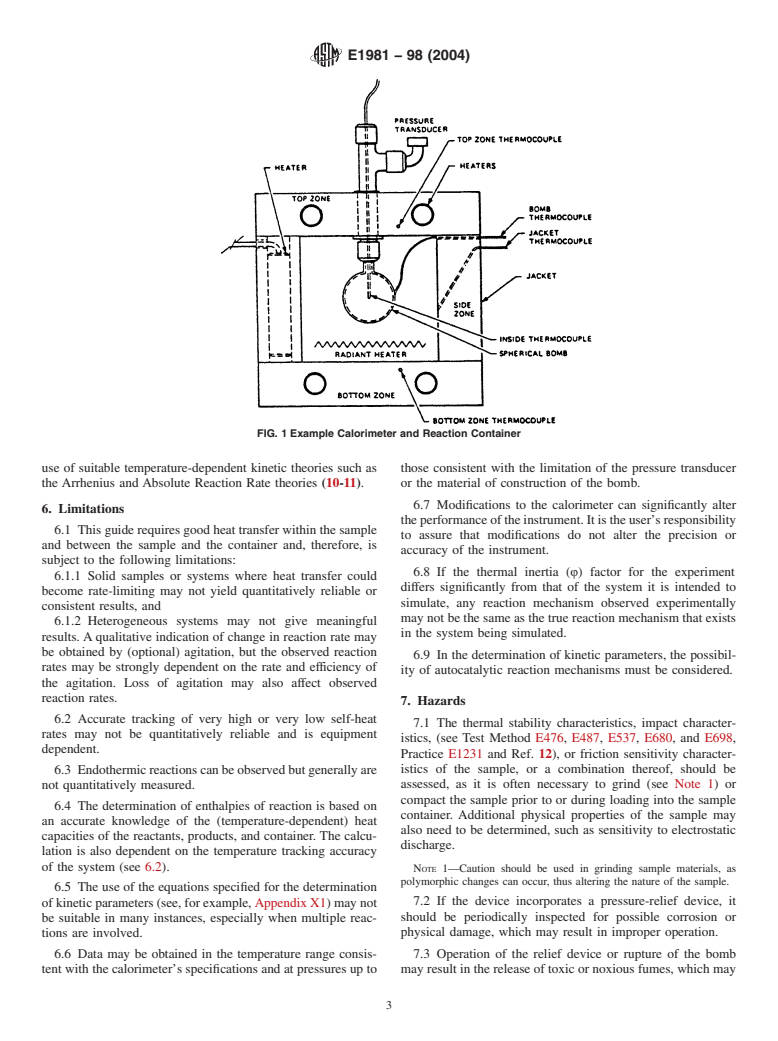 ASTM E1981-98(2004) - Standard Guide for Assessing the Thermal Stability of Materials by Methods of Accelerating Rate Calorimetry