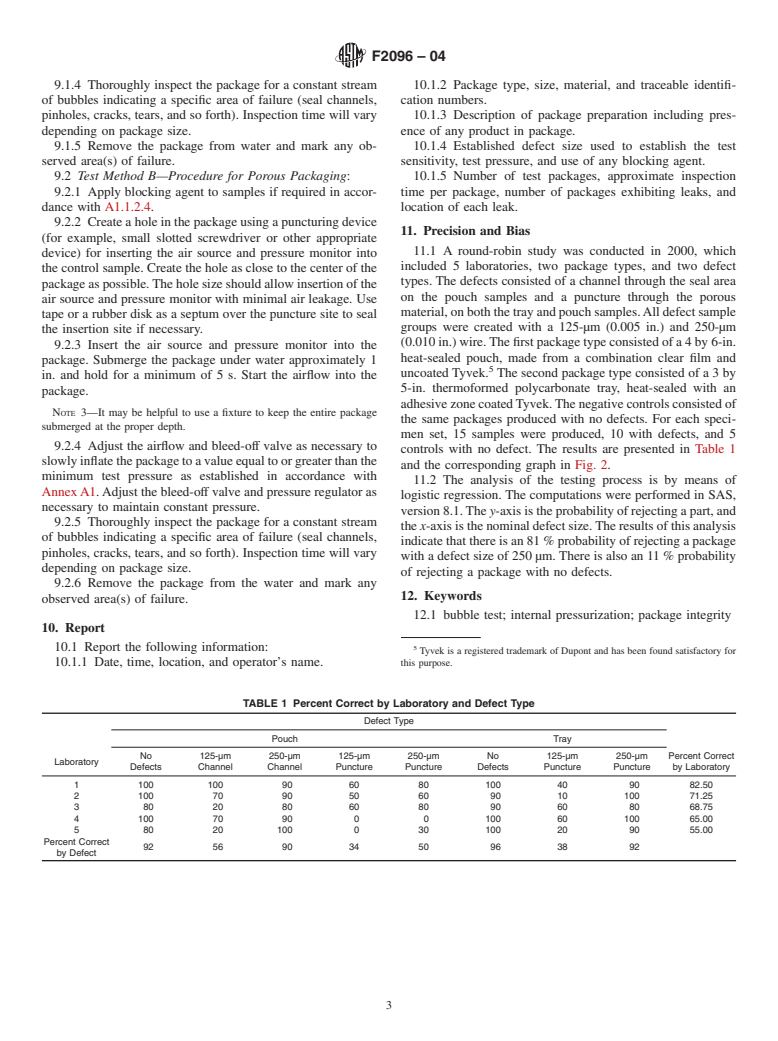 ASTM F2096-04 - Standard Test Method for Detecting Gross Leaks in Medical Packaging by Internal Pressurization (Bubble Test)