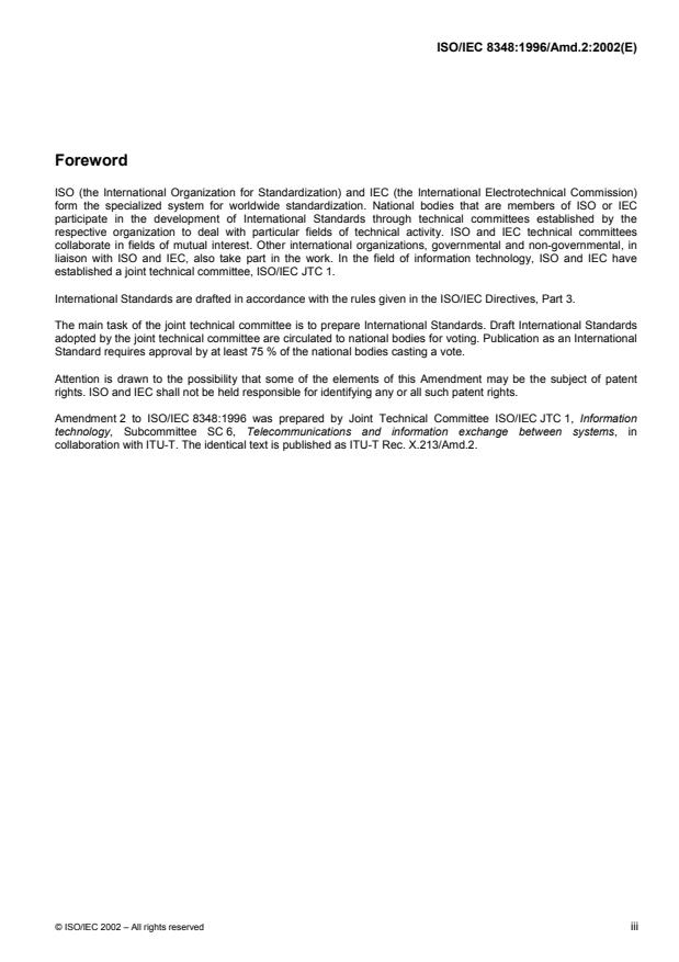ISO/IEC 8348:1996/Amd 2:2002 - Addition of the Authority and Format Identifier for ITU-T International Network Designators