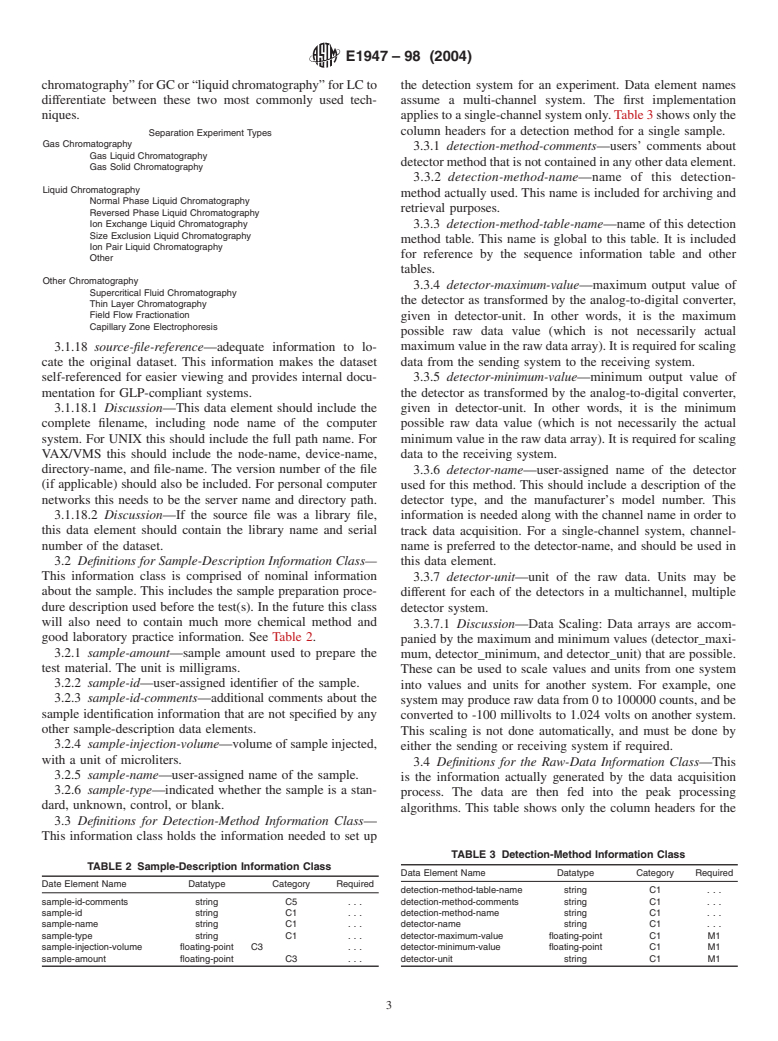 ASTM E1947-98(2004) - Standard Specification for Analytical Data Interchange Protocol for Chromatographic Data