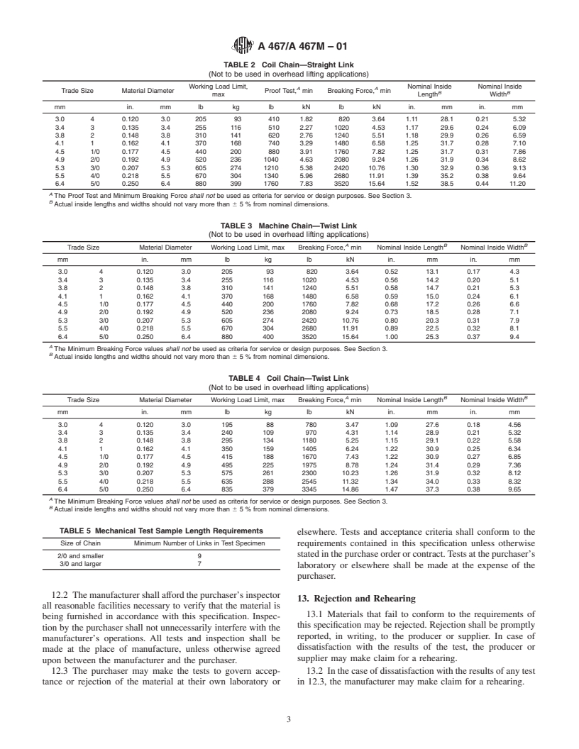 ASTM A467/A467M-01 - Standard Specification for Machine and Coil Chain