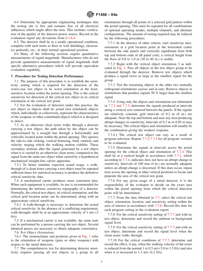 ASTM F1468-04a - Standard Practice for Evaluation of Metallic Weapons Detectors for Controlled Access Search and Screening