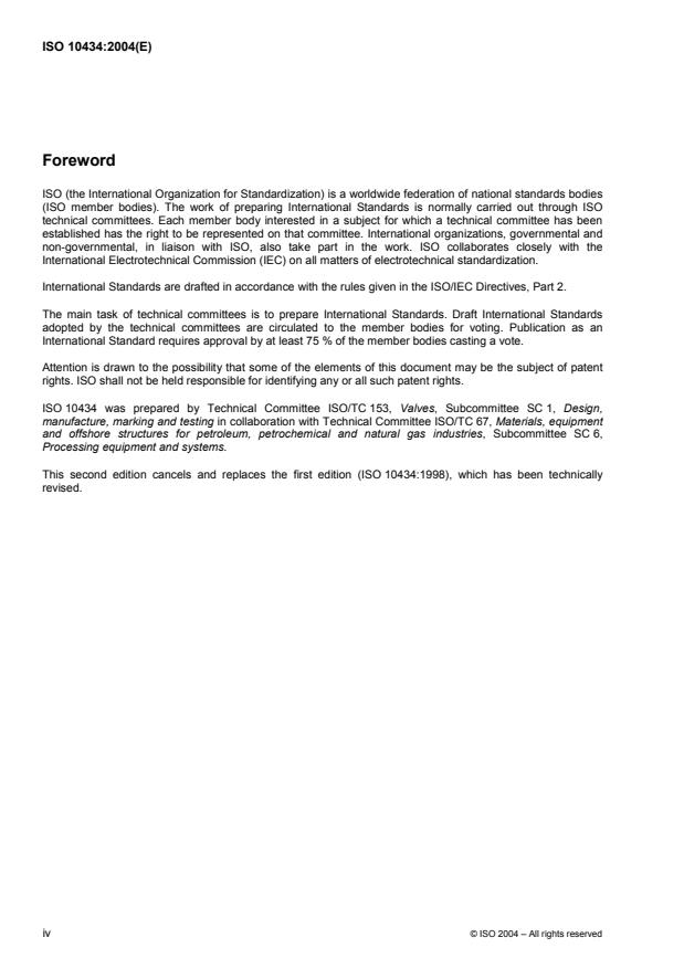 ISO 10434:2004 ISO 10434:2004 - Bolted bonnet steel gate valves for the petroleum, petrochemical and allied industries - Page 4 preview