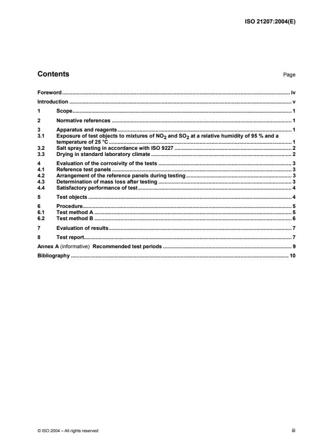 ISO 21207:2004 - Corrosion tests in artificial atmospheres -- Accelerated corrosion tests involving alternate exposure to corrosion-promoting gases, neutral salt-spray and drying