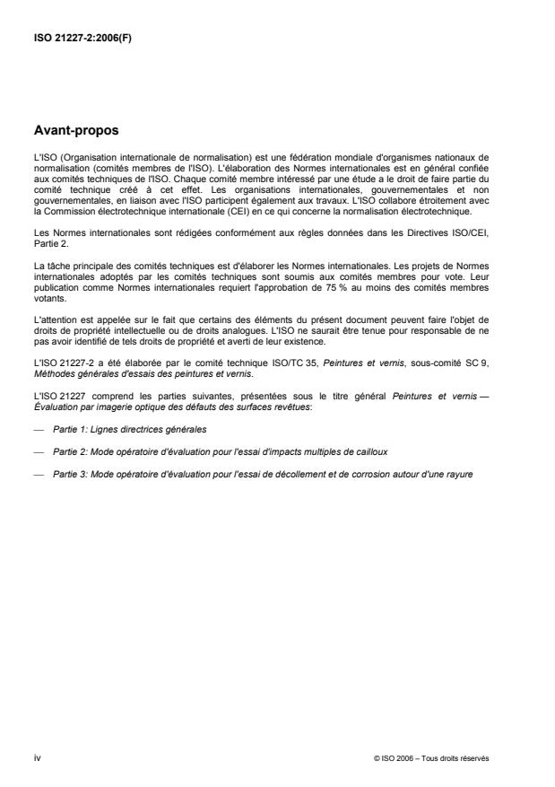 ISO 21227-2:2006 ISO 21227-2:2006 - Peintures et vernis -- Évaluation par imagerie optique des défauts des surfaces revetues - Page 4 preview