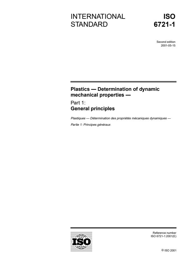 ISO 6721-1:2001 - Plastics -- Determination of dynamic mechanical properties