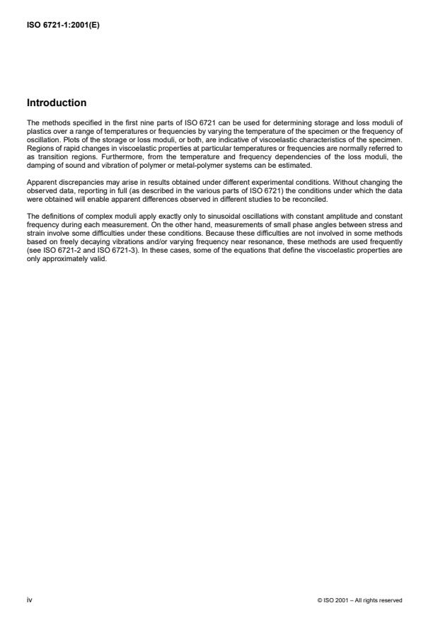 ISO 6721-1:2001 ISO 6721-1:2001 - Plastics -- Determination of dynamic mechanical properties - Page 4 preview