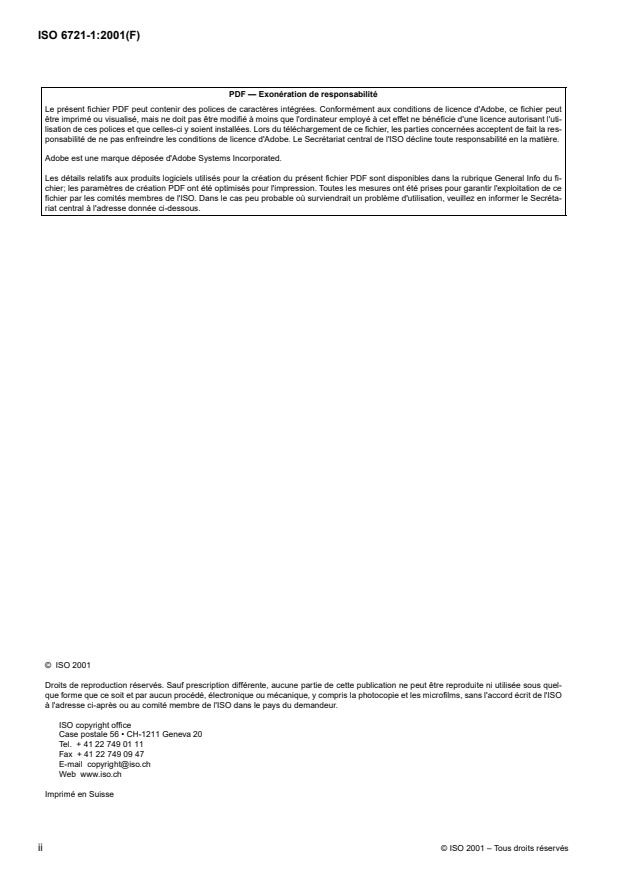 ISO 6721-1:2001 ISO 6721-1:2001 - Plastiques -- Détermination des propriétés mécaniques dynamiques - Page 2 preview