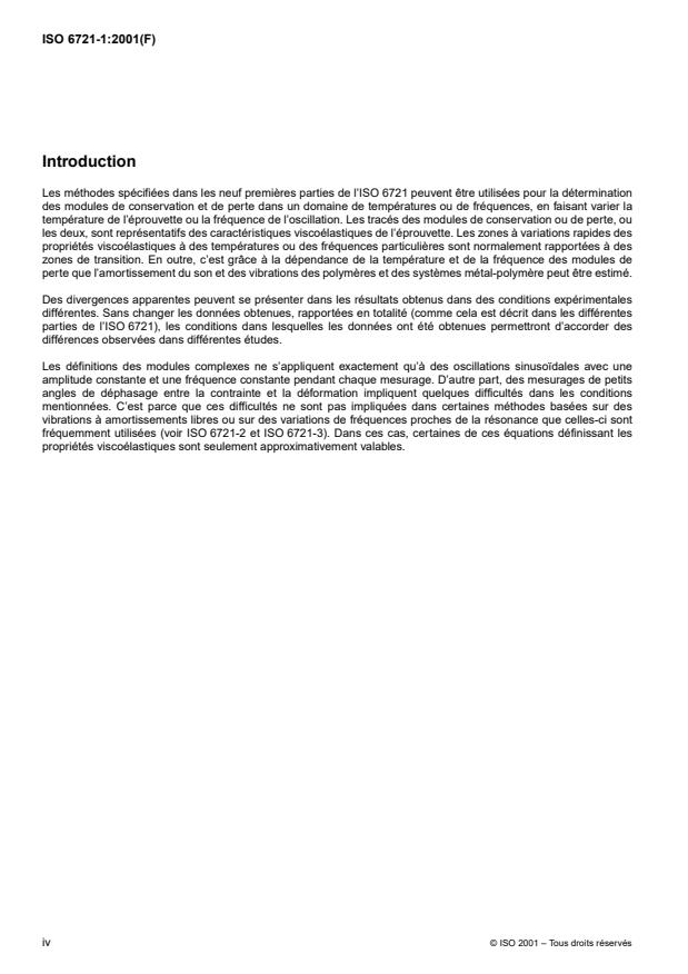 ISO 6721-1:2001 ISO 6721-1:2001 - Plastiques -- Détermination des propriétés mécaniques dynamiques - Page 4 preview