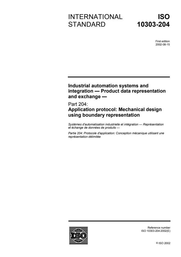ISO 10303-204:2002 - Industrial automation systems and integration -- Product data representation and exchange