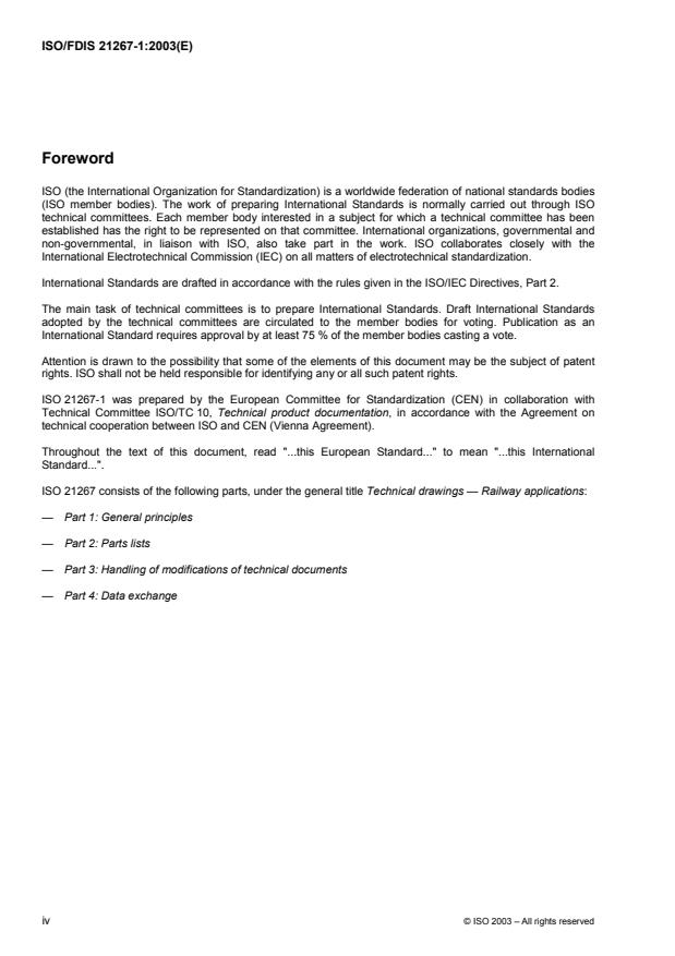 ISO/FDIS 21267-1 ISO/FDIS 21267-1 - Technical drawings -- Railway applications - Page 4 preview