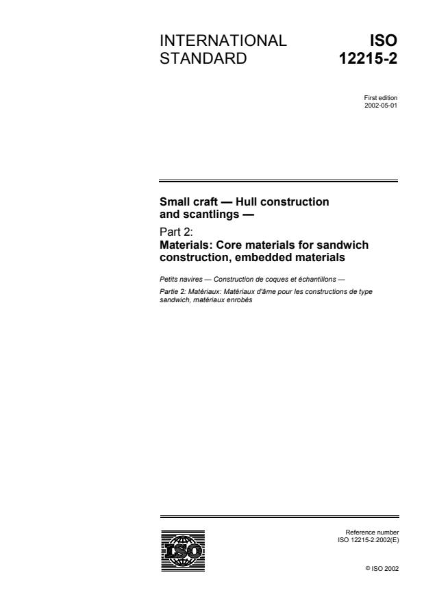 ISO 12215-2:2002 - Small craft -- Hull construction and scantlings