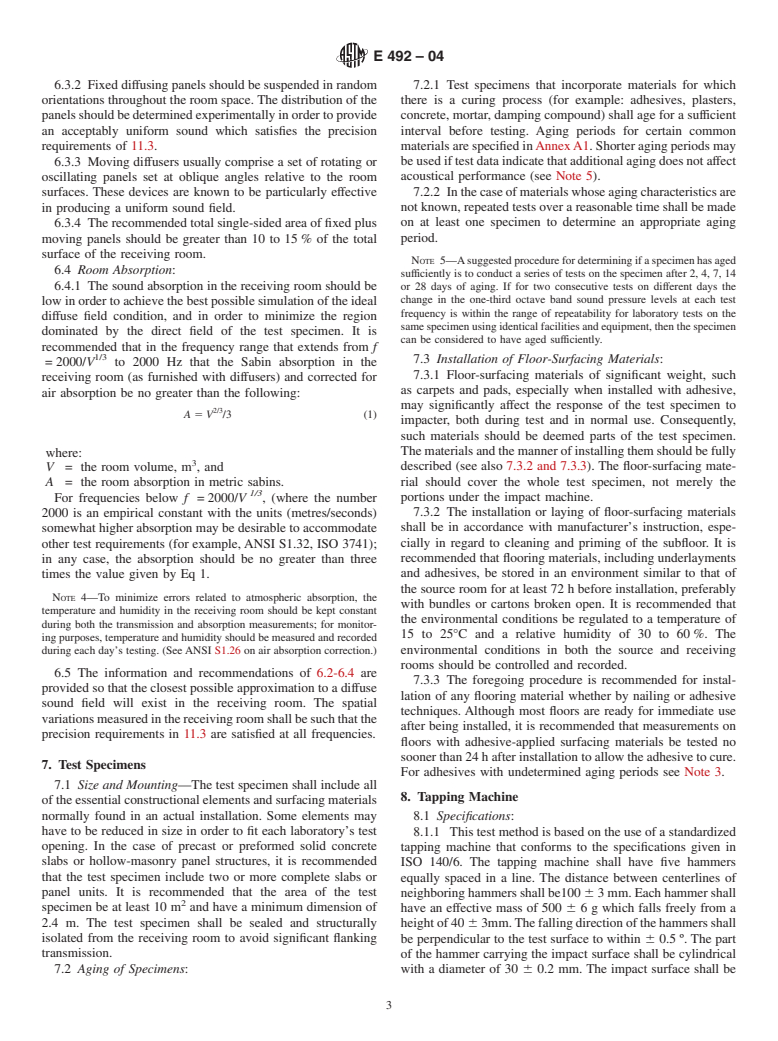 ASTM E492-04 - Standard Test Method for Laboratory Measurement of Impact Sound Transmission Through Floor-Ceiling Assemblies Using the Tapping Machine