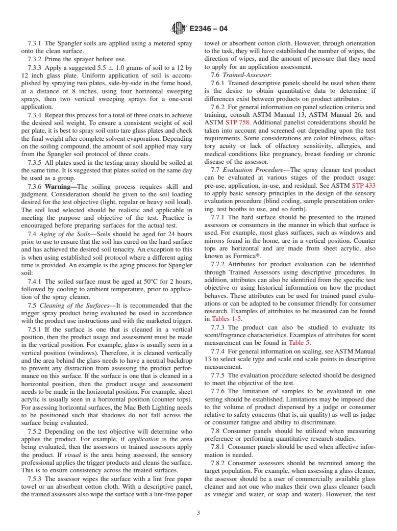 ASTM E2346-04 - Standard Guide for Sensory Evaluation of Household Hard Surface-Cleaning Products with Emphasis on Spray Triggers