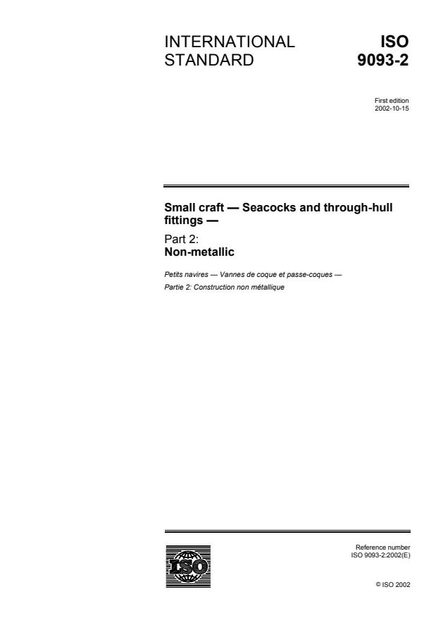 ISO 9093-2:2002 - Small craft -- Seacocks and through-hull fittings