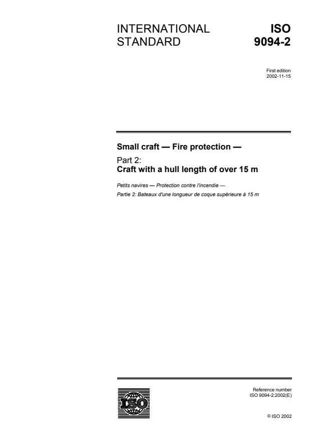 ISO 9094-2:2002 - Small craft -- Fire protection