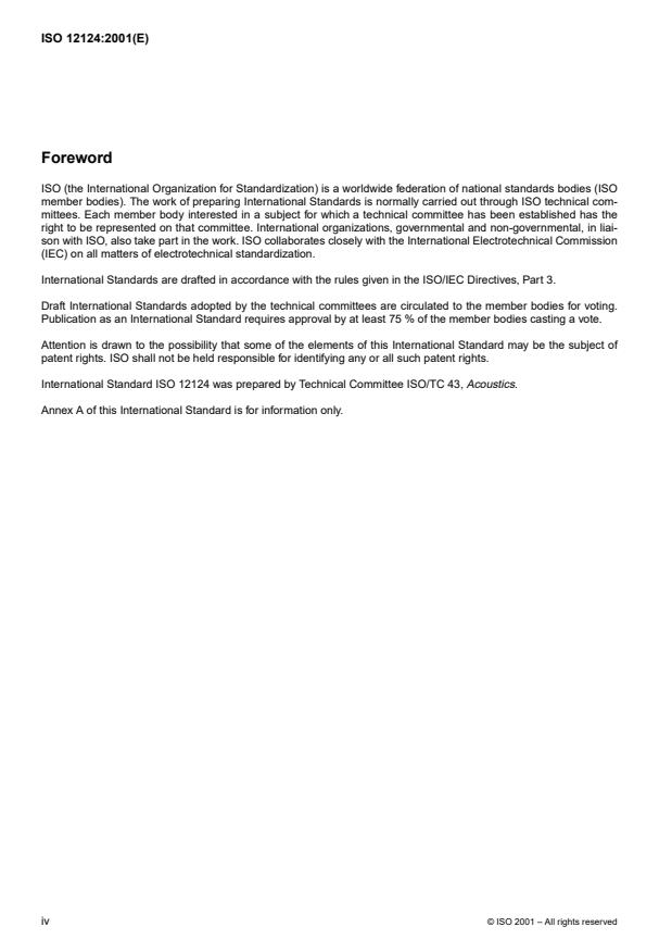 ISO 12124:2001 ISO 12124:2001 - Acoustics -- Procedures for the measurement of real-ear acoustical characteristics of hearing aids - Page 4 preview