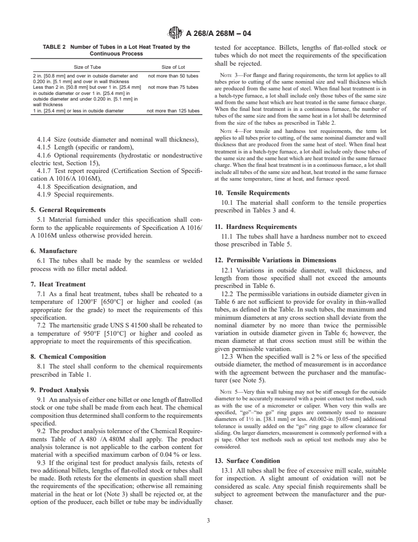 ASTM A268/A268M-04 - Standard Specification for Seamless and Welded Ferritic and Martensitic Stainless Steel Tubing for General Service
