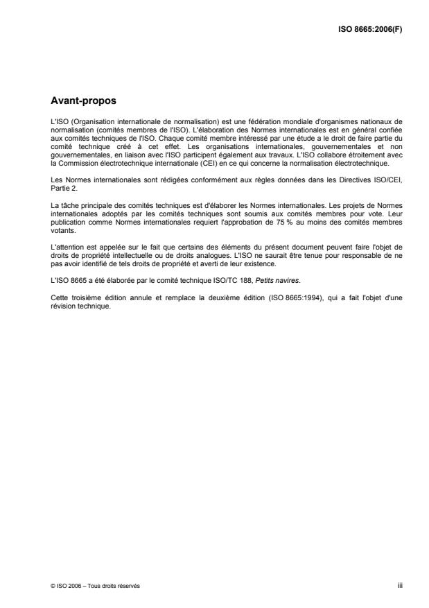 ISO 8665:2006 - Petits navires -- Moteurs marins de propulsion alternatifs a combustion interne -- Mesurage et déclaration de la puissance