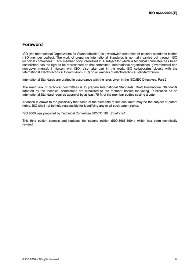 ISO 8665:2006 - Small craft -- Marine propulsion reciprocating internal combustion engines -- Power measurements and declarations