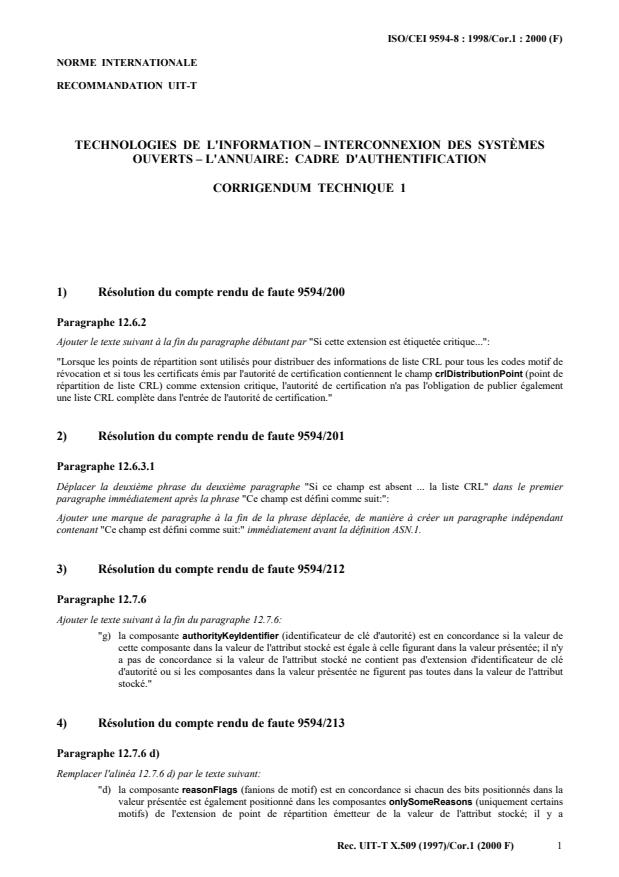 ISO/IEC 9594-8:1998/Cor 1:2000