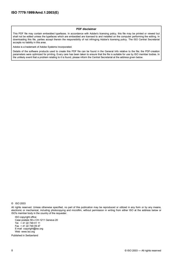 ISO 7779:1999/Amd 1:2003 ISO 7779:1999/Amd 1:2003 - Noise measurement specification for CD/DVD-ROM drives - Page 2 preview