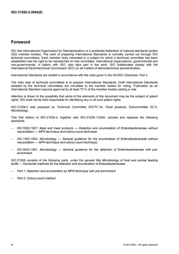 ISO 21528-2:2004 ISO 21528-2:2004 - Microbiology of food and animal feeding stuffs -- Horizontal methods for the detection and enumeration of Enterobacteriaceae - Page 4 preview