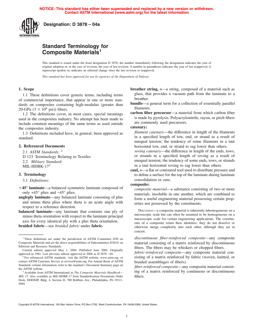 ASTM D3878-04a - Standard Terminology for Composite Materials