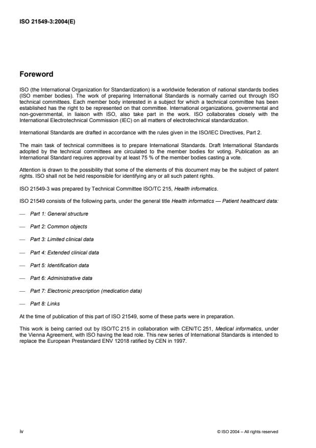 ISO 21549-3:2004 ISO 21549-3:2004 - Health informatics -- Patient healthcard data - Page 4 preview