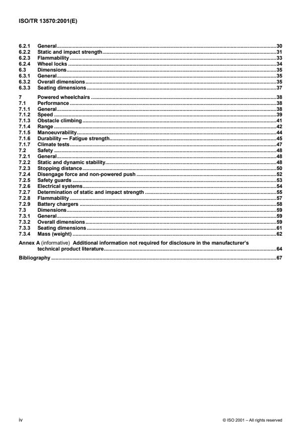 ISO/TR 13570:2001 ISO/TR 13570:2001 - Guidelines for the application of the ISO 7176 series on wheelchairs - Page 4 preview