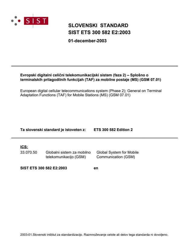 SIST ETS 300 582 E2:2003
