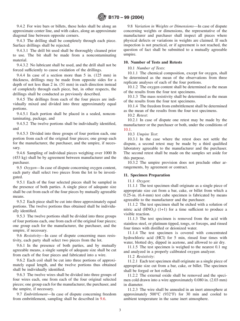 ASTM B170-99(2004) - Standard Specification for Oxygen-Free Electrolytic Copper&#8212;Refinery Shapes