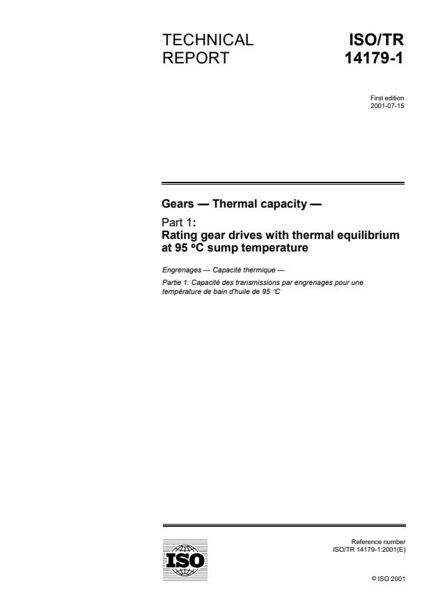 ISO/TR 14179-1:2001 - Gears -- Thermal capacity