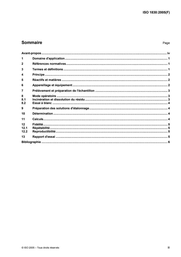 ISO 1830:2005 - Papiers, cartons et pâtes -- Détermination du manganese soluble dans l'acide