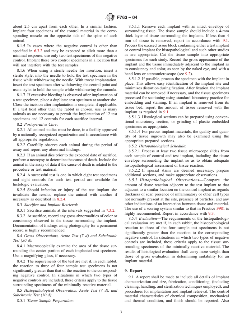 ASTM F763-04 - Standard Practice for Short-Term Screening of Implant Materials