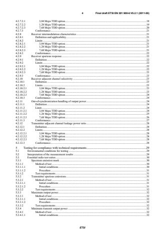 SIST EN 301 908-6 V5.2.1:2011 en_30190806v050201v - IMT cellular networks; Harmonized EN covering the essential requirements of article 3.2 of the R&TTE Directive; Part 6: CDMA TDD (UTRA TDD) User Equipment (UE) - Page 4 preview
