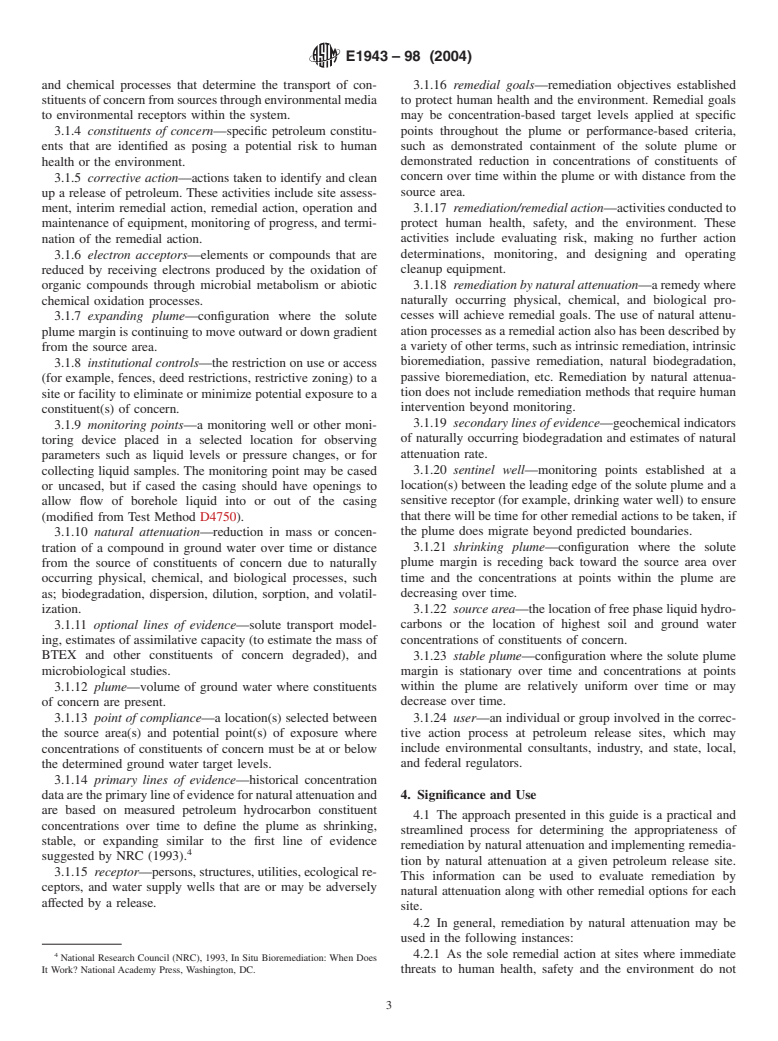 ASTM E1943-98(2004) - Standard Guide for Remediation of Ground Water by Natural Attenuation at Petroleum Release Sites