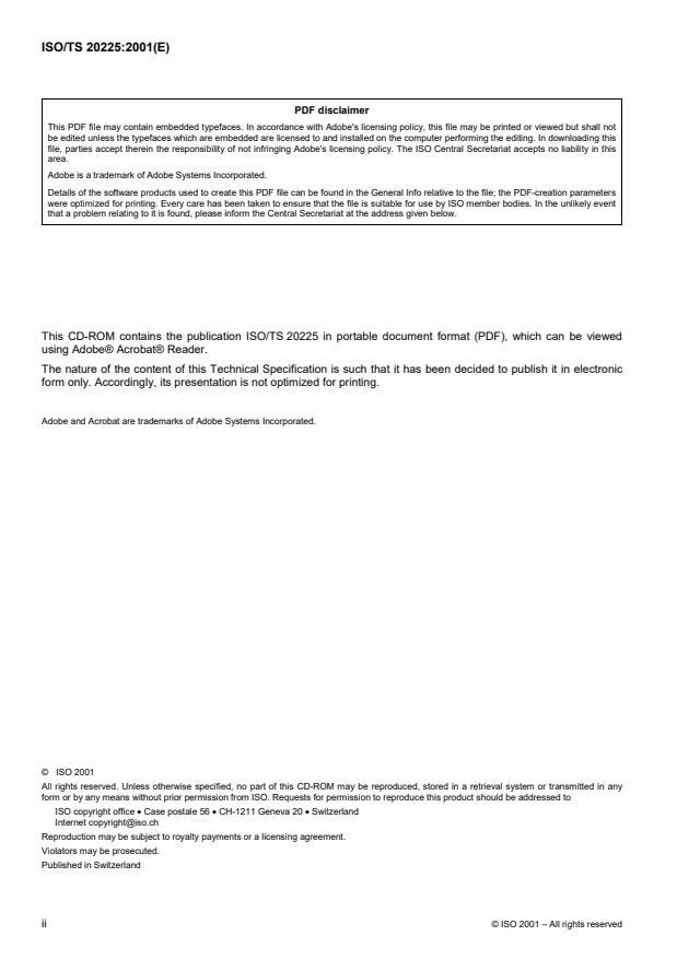 ISO/TS 20225:2001 ISO/TS 20225:2001 - Global medical device nomenclature for the purpose of regulatory data exchange - Page 2 preview