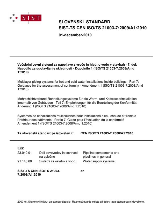 TS CEN ISO/TS 21003-7:2009/A1:2010