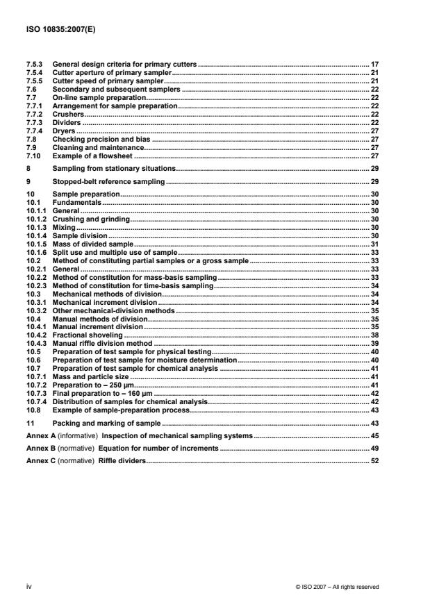 ISO 10835:2007 ISO 10835:2007 - Direct reduced iron and hot briquetted iron -- Sampling and sample preparation - Page 4 preview