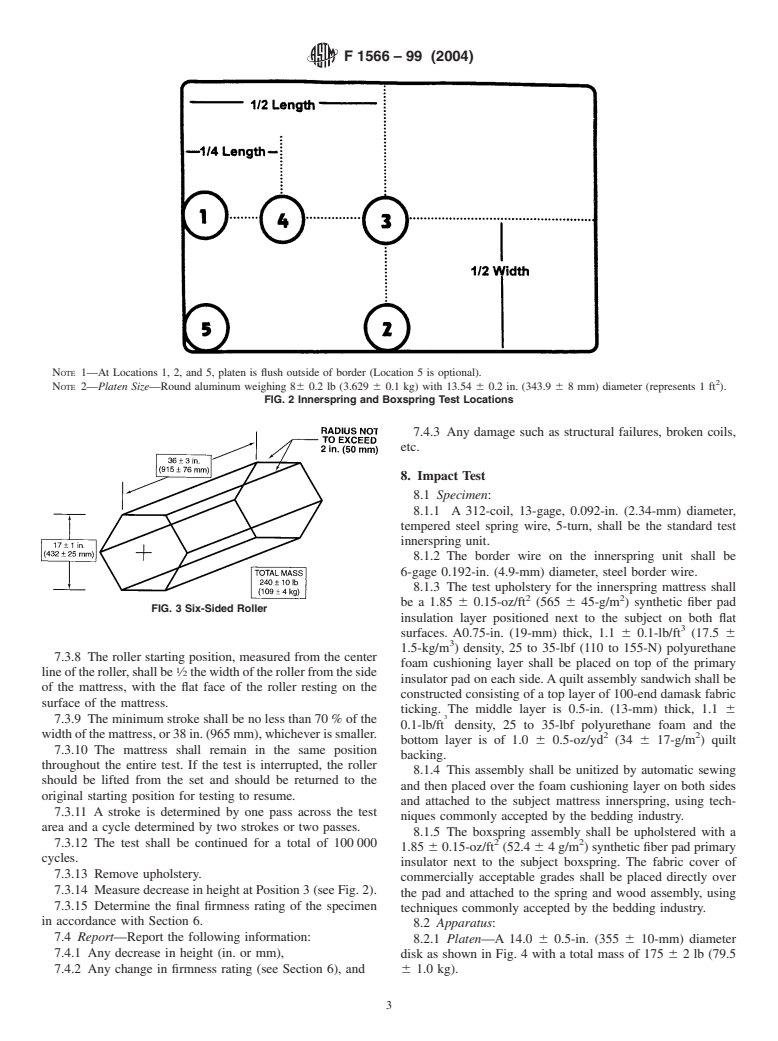 ASTM F1566-99(2004) - Standard Test Methods for Evaluation of Innersprings and Boxsprings