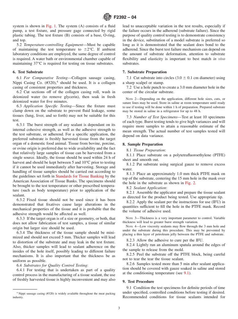 ASTM F2392-04 - Standard Test Method for Burst Strength of Surgical Sealants