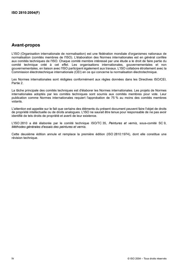 ISO 2810:2004 ISO 2810:2004 - Peintures et vernis -- Vieillissement naturel des revetements -- Exposition et évaluation - Page 4 preview
