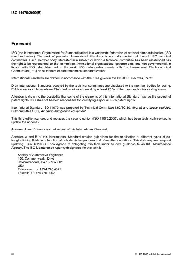 ISO 11076:2000 ISO 11076:2000 - Aerospace -- Aircraft de-icing/anti-icing methods with fluids - Page 4 preview