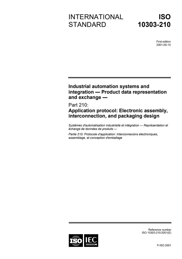 ISO 10303-210:2001 - Industrial automation systems and integration -- Product data representation and exchange