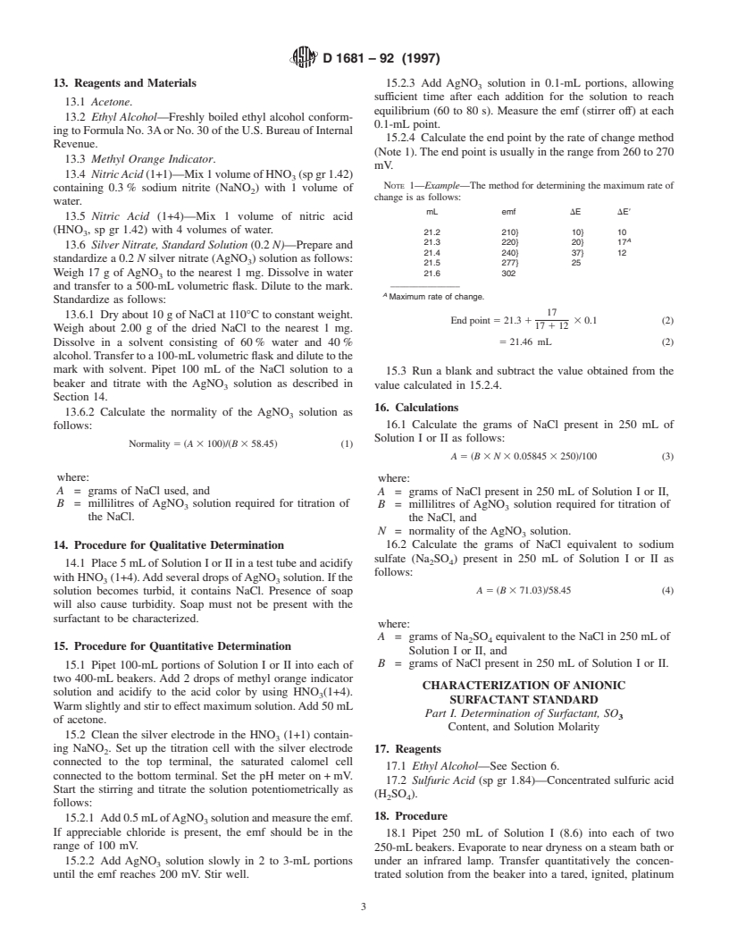 ASTM D1681-92(1997) - Standard Test Method for Synthetic Anionic Active Ingredient in Detergents by Cationic Titration Procedure