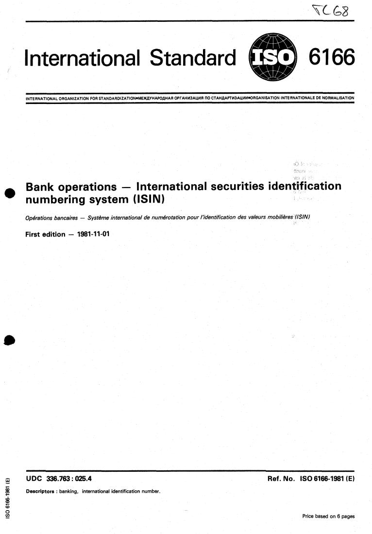 ISO 6166:1981 - Title missing - Legacy paper document
Released:1/1/1981