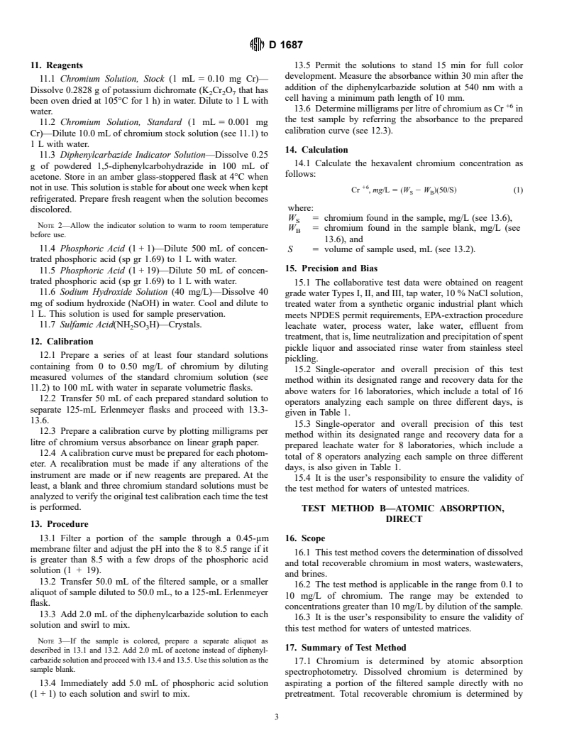 ASTM D1687-92(1996) - Standard Test Methods for Chromium in Water